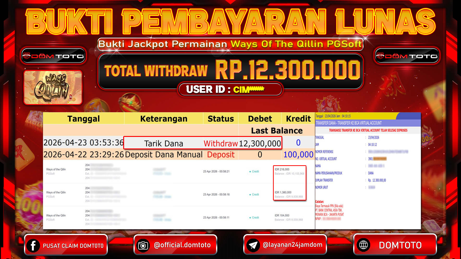 JACKPOT SLOT Ways of the Qilin PGSoft 23 APRIL 2026